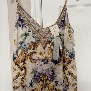 Camilla Baroque Floral Camisole - Cream and Gold